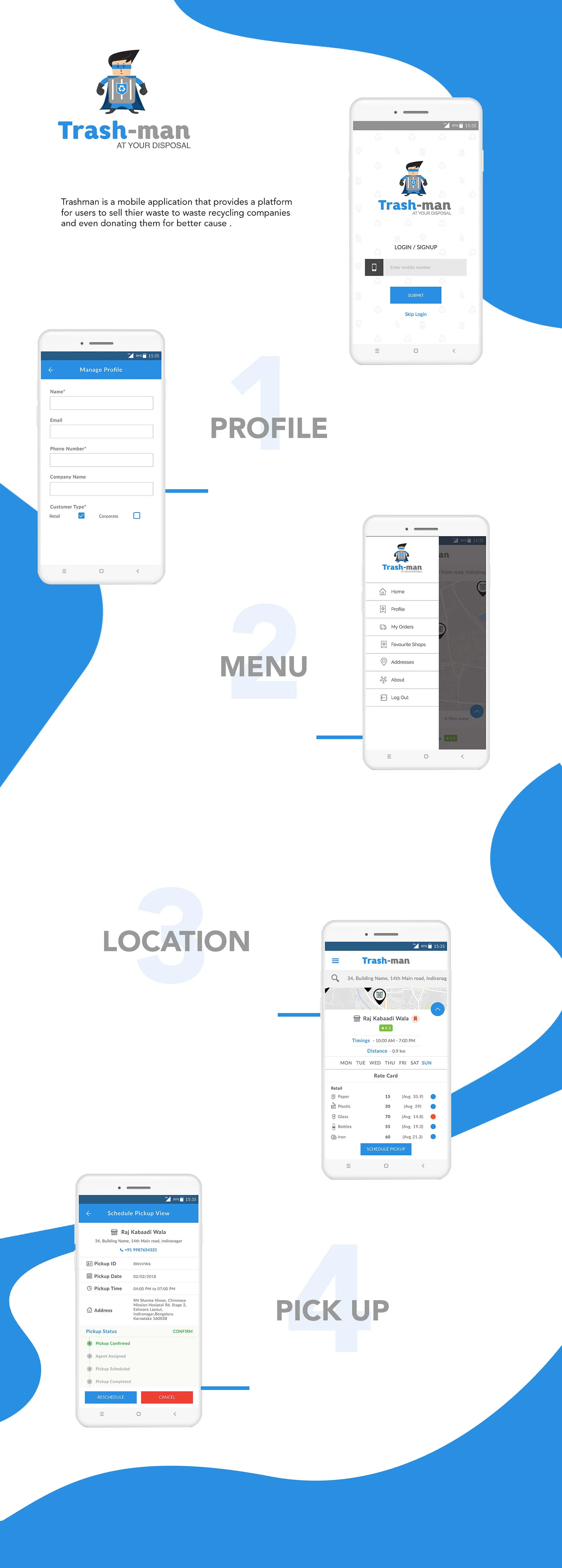 Elements Trashman Mobile App Branding